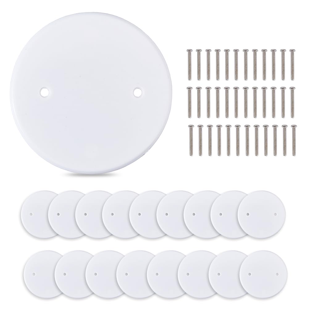 SUPERFINDINGS 18Pcs Wall Hole Cover Ceiling Cover Plate Flat Round Ceiling Cover Plate Circle Wallplate with 36pcs Screws to Cover Openings Above Ceilings or Walls