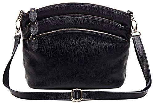 Heshe Womens Soft Leather Handbags Shoulder Bag Multi Zipper Pocket Small Bags Designer Handbag Crossbody Purse Satchel and Purses for Ladies