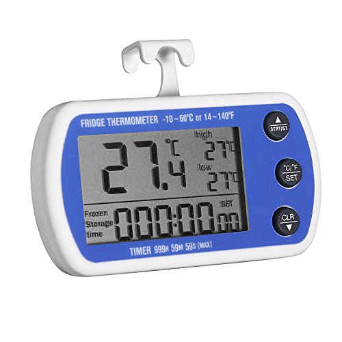 Refrigerator Fridge Thermometer Digital Freezer Room Thermometer Waterproof, Max/Min Record