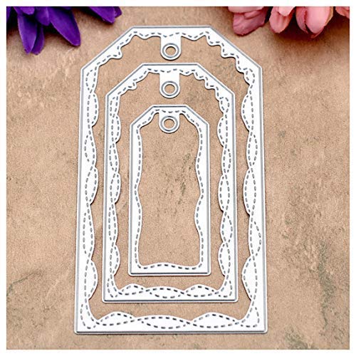 Kwan Crafts Double Sewing Thread Tag Label Metal Die Cutting Dies for DIY Scrapbooking Photo Album Embossing Folder