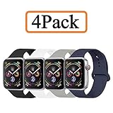 YANCH Compatible with for Apple Watch Band 42mm 44mm, Soft Silicone Sport Band Replacement Wrist Strap Compatible with for iWatch Series 4/3/2/1, Nike+,Sport,Edition, M/L, 4 Pack