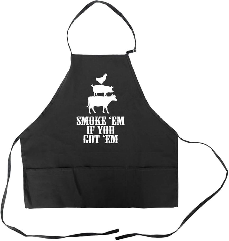 Funny BBQ Apron for Men Smoke Em If You Got Em Barbecue Pit Smoking Grilling Aprons