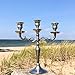 Hamptons Three Arm Silver Candelabra, Hand Crafted of Silver Aluminum Nickel, 10.25 Inches High, Weighted