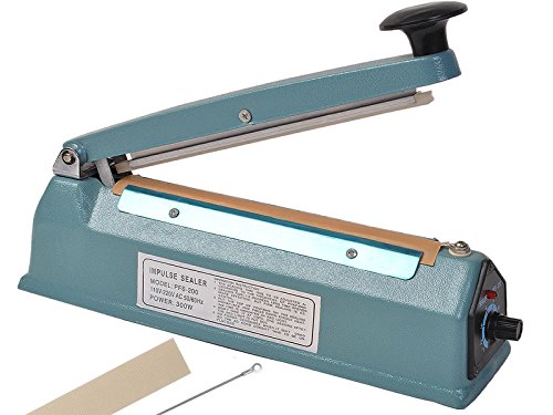 Goplus 8" Heat Sealing Impulse Manual Sealer Machine Poly Tubing Plastic Bag 2x Teflon