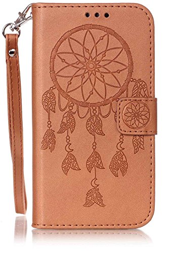 Samsung S5 Case, s5 wallet phone case, Samsung Galaxy S 5 Case, JanCalm [Multi Card/Cash Slots] Pattern Flip Cover Wallet PU Leather with Stand + Wrist Strap + Crystal pen (Brown)