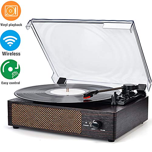 Record Player Turntable Wireless Portable LP Phonograph with Built in Stereo Speakers 3-Speed Belt-Drive Turntable Vinyl Record Player
