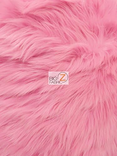 EcoShag Faux Fake Fur Solid Shaggy Long Pile Fabric Sold By The Yard DIY Coats Costumes Scarfs Rugs Accessories Fashion (Bubble Gum)