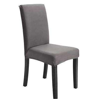 HZDHCLH 6 Pack Chair Covers for Dining Room,Soft Spandex Removable Washable Anti-dust Seat Slipcover, Protector for Hotel,Office,Ceremony,Banquet Wedding Party(Grey,Set of 6)