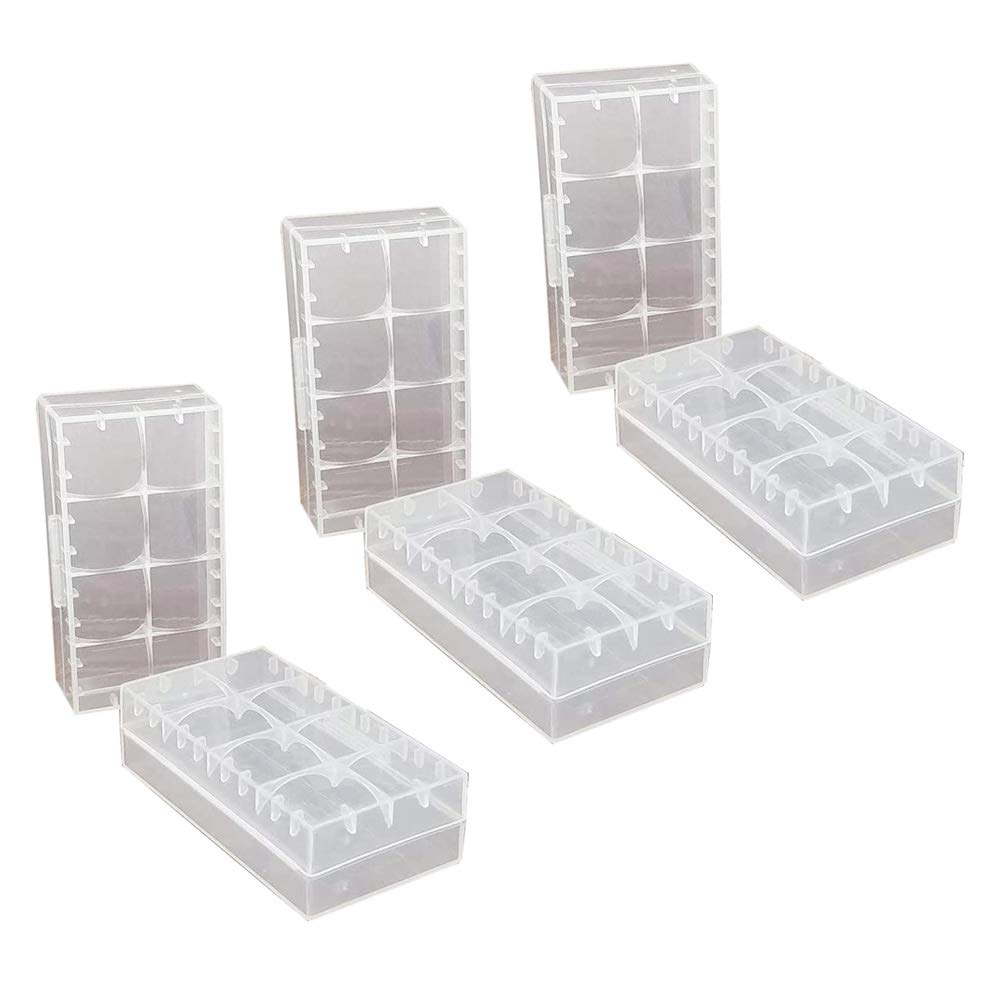 GTIWUNG 6 Pcs 18650/18350/CR123A/17670 Cell Battery Storage Case Holder Box, Plastic Battery Case for Batteries and Rechargeable Batteries, Clear Color