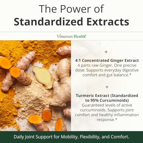 Turmeric and Ginger Supplement with Organic Tumeric for Daily Joint Support, Digestive & Immune Health – with Ginger & Black Pepper Extract (BioPerine) for Enhanced Absorption – Non-GMO – 60 Capsules