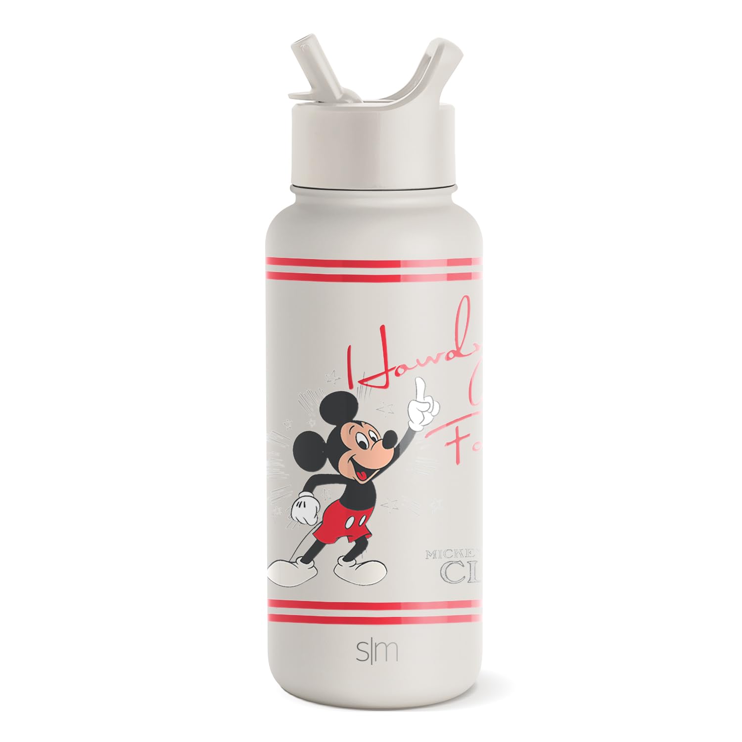 Simple modern disney mickey mouse water bottle with straw lid vacuum