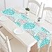 InterestPrint Dahlia Pinnata Flower Turquoise Blue Gray Table Runner Cotton Linen Cloth Placemat Home Decor for Home Kitchen Dining Wedding Party 16 x 72 Inches