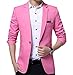 XTX Mens Single One Button Slim Fit Blazer Formal Suit Pink L