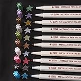 Metallic Marker Pens,Set of 10 Colors,Metallic Color Painting Marker For Card Making,DIY Photo Album(Round Tip)