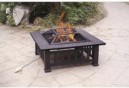Axxonn 32" Alhambra Outdoor Patio Wood Burning Fire Pit with Cover
