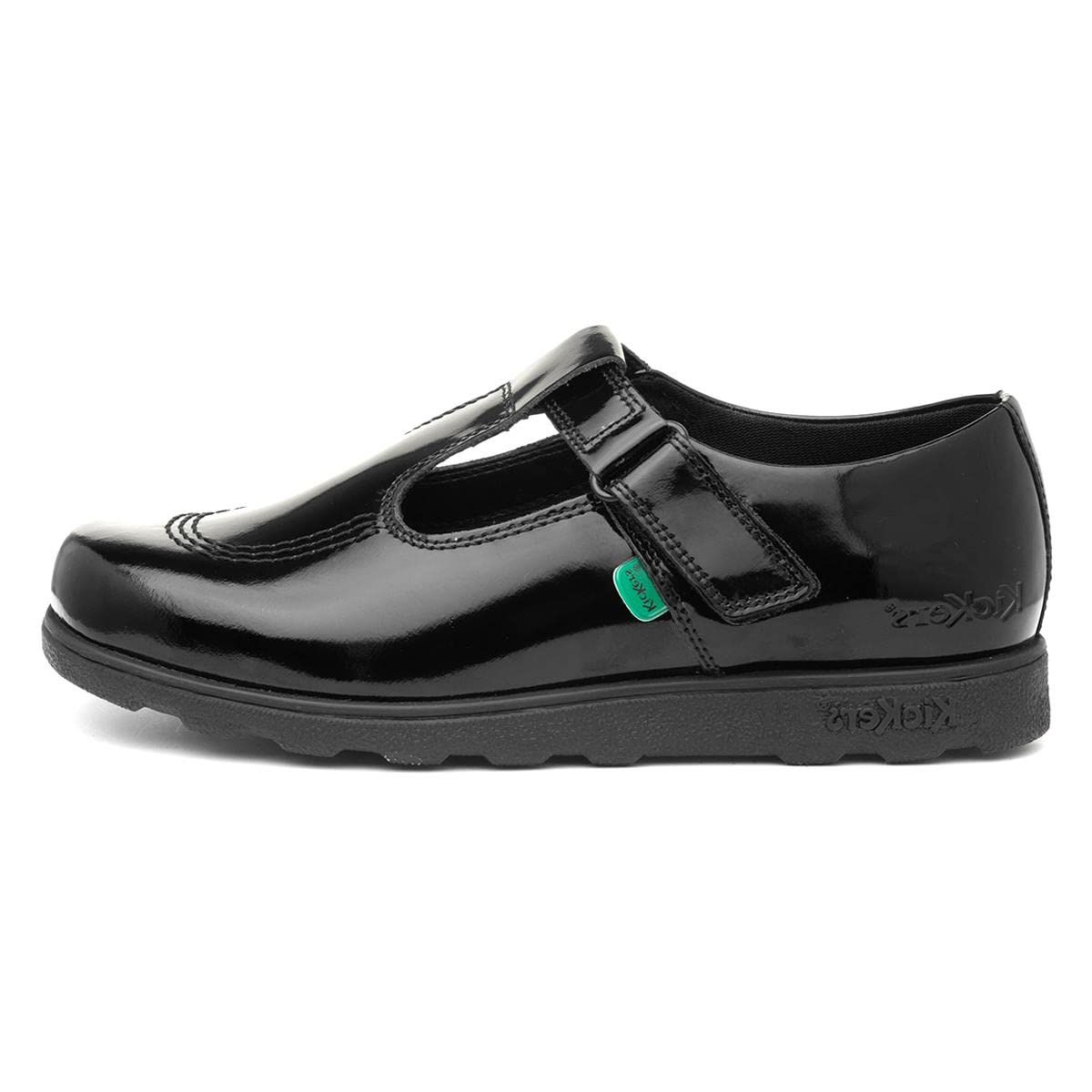 Kickers Youth Girl's Fragma T-Bar School Shoes, Patent Black, 4 UK