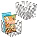 mDesign Metal Wire Food Storage Basket Organizer with Handles for Organizing Kitchen Cabinets, Pantry Shelf, Bathroom, Laundry Room, Closets, Garage - Concerto Collection - 2 Pack - Bronze