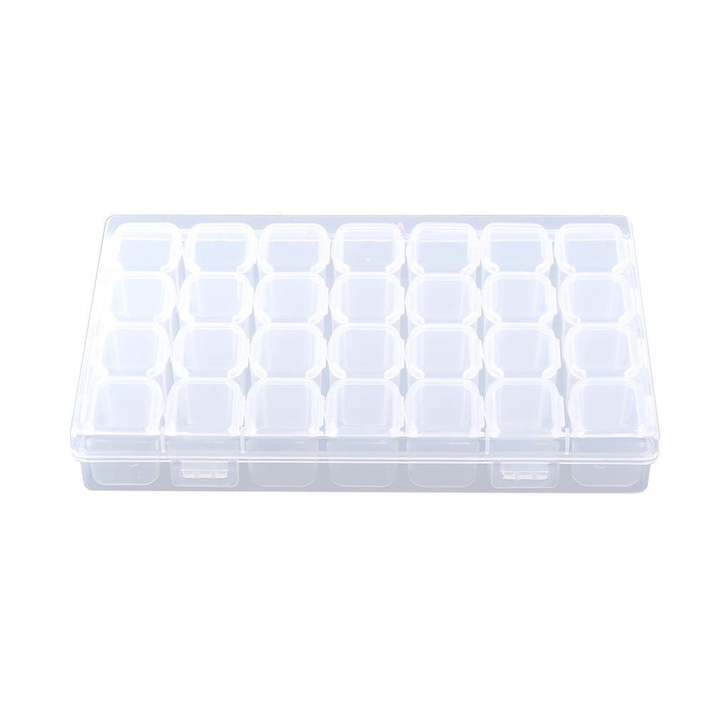 Raguso Transparent Medicine Pill Storage Box, 28 Grids Clear Plastic Adjustable Tablet Medicine Pill Jewelry Storage Organizer Box ContainerStorage Supplies