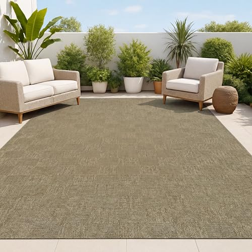 JONATHAN Y Easy Jute Rustic Indoor Outdoor Area Rug Natural 8X10, Mason Checker…
