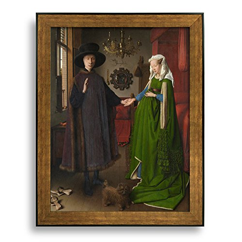 Framed Art The Arnolfini Wedding by Jan Van Eyck Famous Painting Wall Decor Bronze and Black Frame