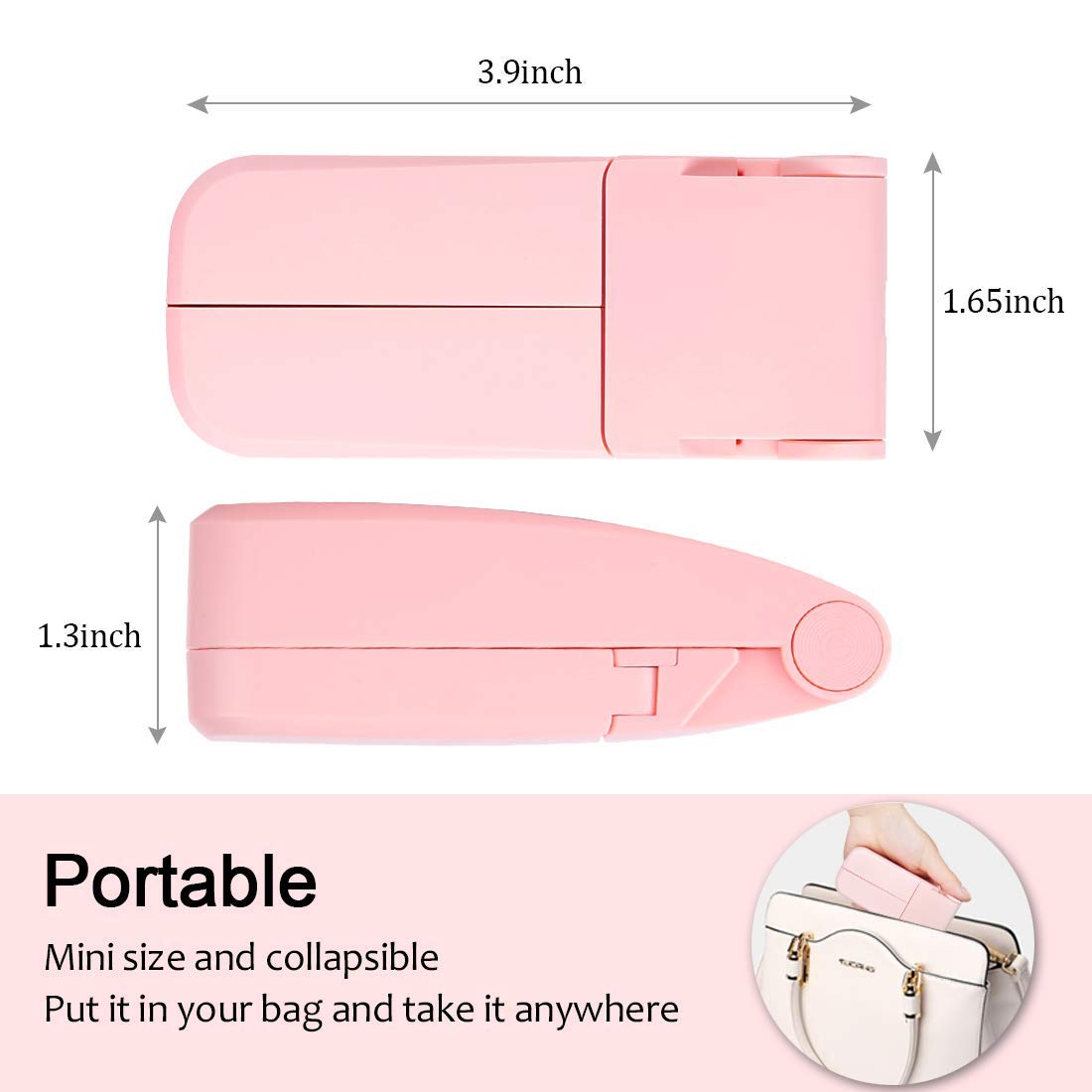 KuDiff Mini Handheld Fans Personal Fan Dual Heads Battery Operated Portable USB Rechargeable Small Desk Fan Electric Pocket Folding Fan for Travel/Home/Outdoor/Work/Summer (Pink Dual Head) (Pink)