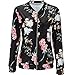 Farktop Women's Embroidery Patch Velvet Biker Bomber Flight Jacket (XL, Black 01)