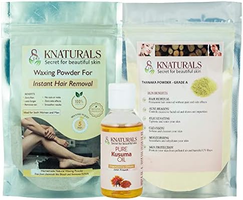 Knaturals Waxing Powder, 100 And Thanaka Powder, 100 G With Oil For Permanent Hair Removal, 100 Ml