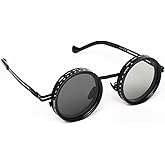 YG Culture Adjustable Tint Sunglasses, 1-9 Gears Steampunk Retro Metal Round Polarized Glasses with ND Filter Lenses