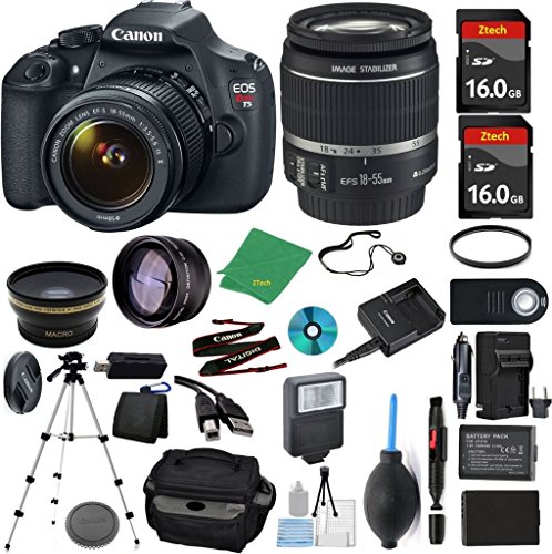 Canon Rebel T5 Camera + 18-55mm IS + 2pcs ZeeTech 16GB Memory + Case + Reader + Tripod + Starter Set + Wide Angle + Telephoto + Flash + Battery + Charger + Filter - International Version Canon Rebel T5 Camera + 18-55mm IS + 2pcs ZeeTech 16GB Memory + Case + Reader + Tripod + Starter Set + Wide Angle + Telephoto + Flash + Battery + Charger + Filter - International Version