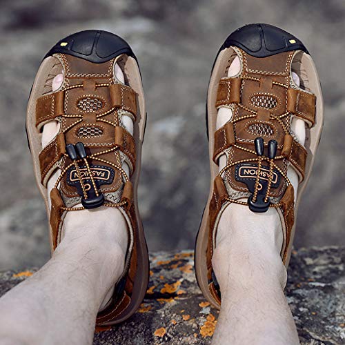 Yomiafy Men's Breathable Sandals Casual Outdoor Hiking Sandal Beach Fisherman Shoes(Brown,US:6.5) - Thumbnail 3
