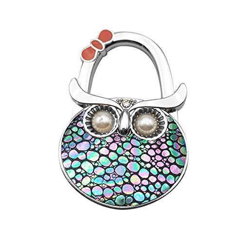 Handbag Hanger,FOME Set of 4 Foldable Purse Hook Purse Table Hook Holder Owl Shape Bag Hanger Hook 4.72x1.77in Mixed Color - Thumbnail 5