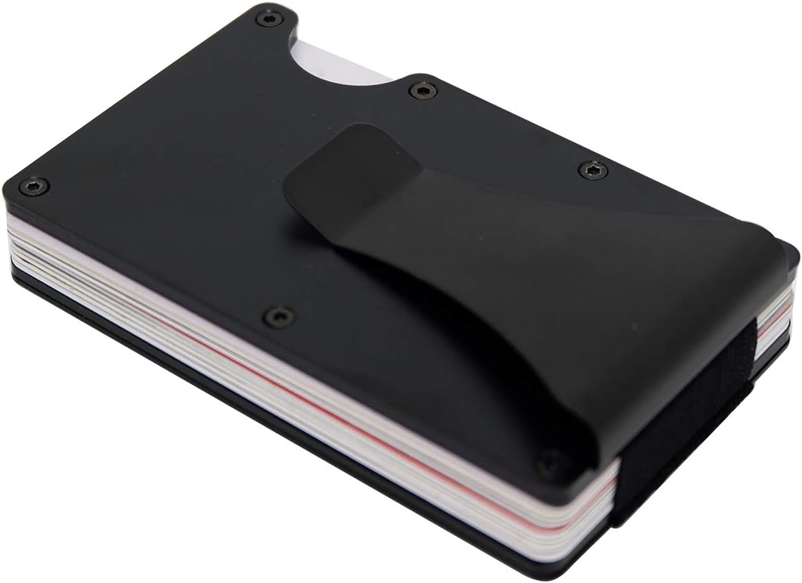Slim RFID Blocking Wallet Aluminium Front Pocket Card Holder Money Clip (Black)