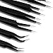 Mudder 9 Pieces Anti-static ESD Tweezers Kit Non-magnetic ESD Tweezers with Storage Bag