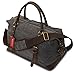Canvas Genuine Leather Trim Travel Tote Duffel Bag Weekender Overnight Bag