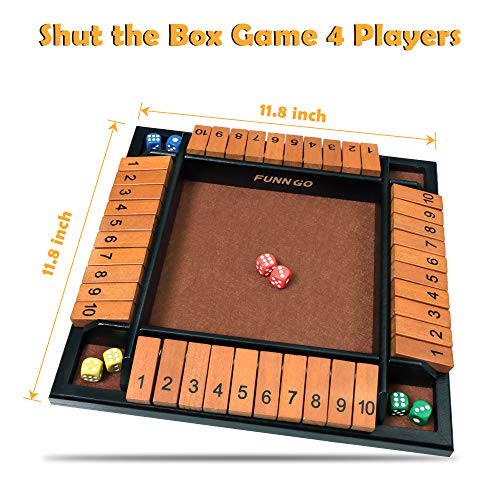 Shut The Box, Shut The Box Game Wooden 4 Players 12 Inches Wooden Board
