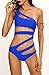 NE Norboe Women's One Shoulder Sexy High Cut One Piece Swimsuits Padded Swimwear for Women Bikinis(s, Blue)
