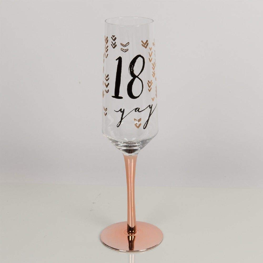 Widdop And Co Hotchpotch Luxury Champagne Prosecco Flute Glass Rose Gold Stem 18th Birthday