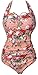 QZUnique Women's One Piece Bathing Suit Tummy Control Swimwear Halter Ruched Swimsuit Plus Size Vintage Push Up Monokini 01 Pink/XX-Large