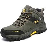 Men's Waterproof Hiking Boots Tactical Motorcycle Lightweight Non-Slip Mid Ankle Outdoor Walking Work Shoes
