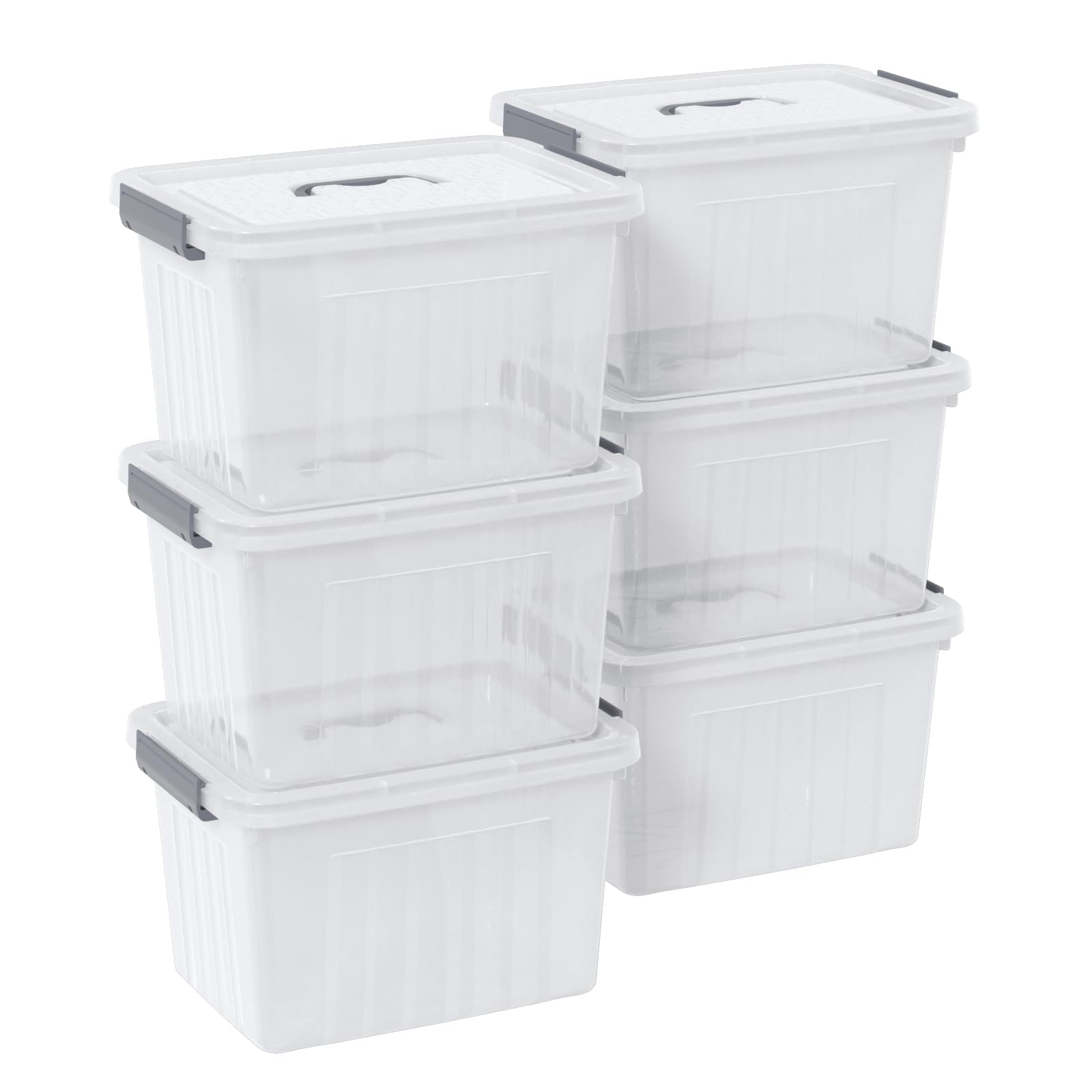 Neadas 10 L Clear Storage Latching Box, Plastic Boxes with Lid, 6-Pack