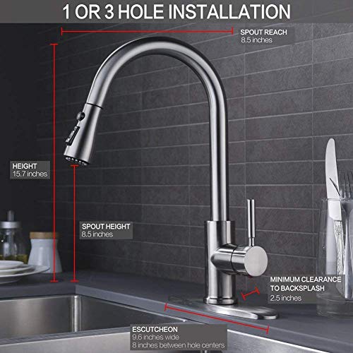 2 WEWE+Brushed+Kitchen+Stainless+Faucets