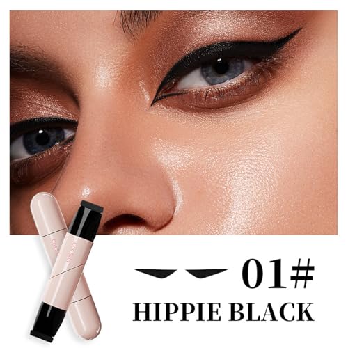 Eyeliner Stamp Set of 2 Foldable Gel Eyeliner Stamp for Perfect Wings Waterproof and Smudge Resistant (Black + Brown)