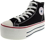 Maxstar Women's C50 7 Holes Zipper Platform Canvas High Top Neon Sneakers