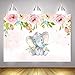 Mehofoto Elephant Baby Shower Backdrop Pink Elephant Floral Birthday Background 7x5ft Vinyl Baby Girls Baby Shower Birthday Party Banner Backdrops