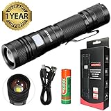 LED Tactical Flashlight CREE High Powered High Lumens USB Rechargeable Zoomable Flashlight