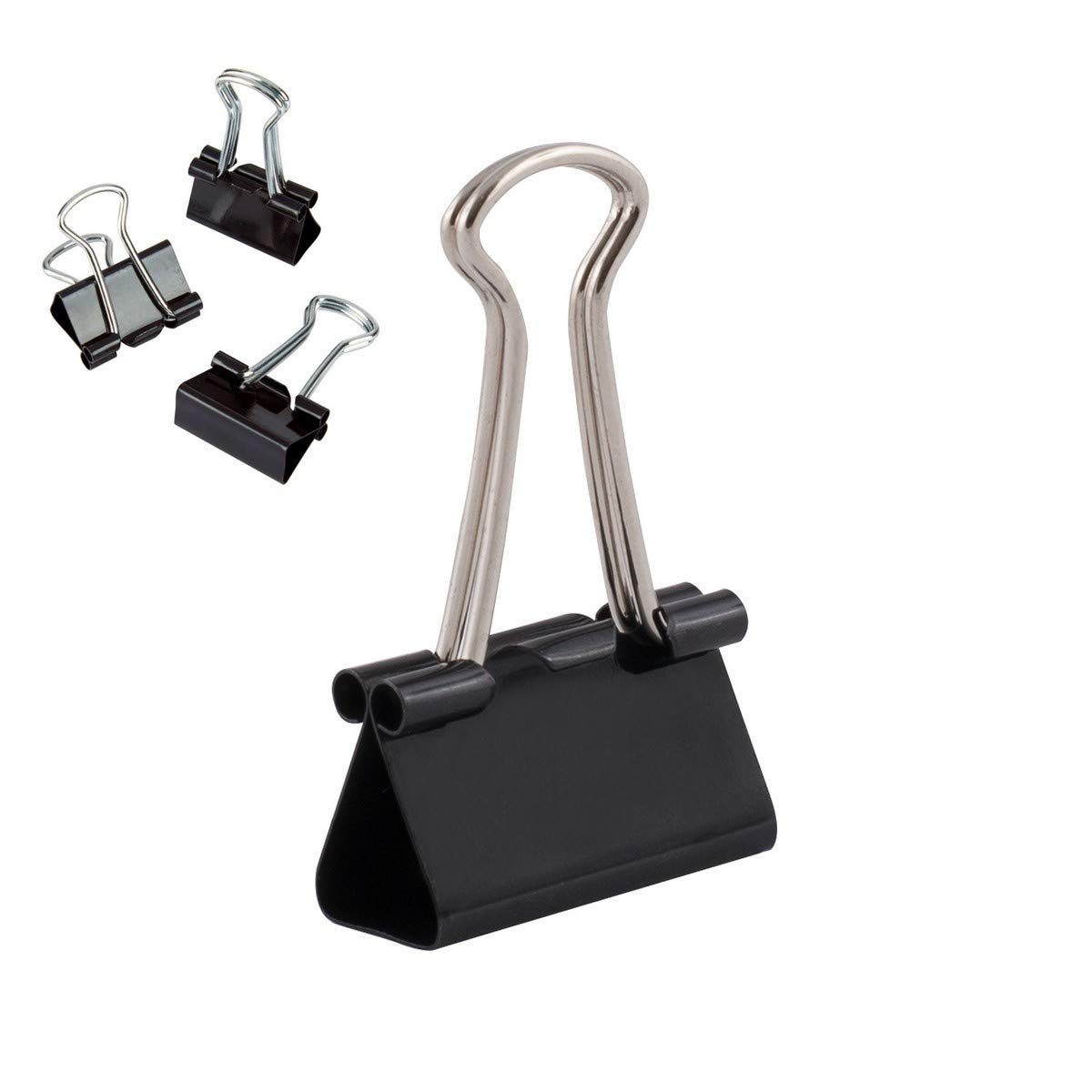D.RECT Pack of 12 Binder Clips – 25 mm – Large Bulldog Clips for Paper – Black Metal Foldback Clips for Documents, Notes, Tickets – Office, School & Home Paper Clamps – Strong Steel Paper Holder