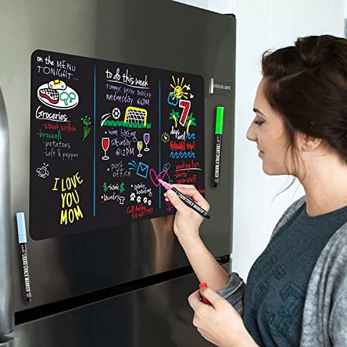 Black Dry Erase Board for Fridge with Bright Neon Chalk