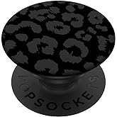 Black Gray Cheetah Print, Leopard Skin Pattern PopSockets Adhesive PopGrip