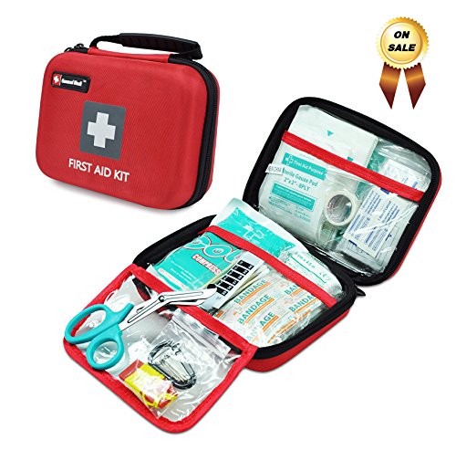 First Aid Kit - 210 Piece Professional for Medical Emergency - Includes Bandage, Emergency Blanket, Scissor for Home, Car, Camping, Hiking, Work, Boat