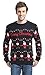 Daisysboutique Men's Holiday Reindeer Snowman Santa Snowflakes Sweater (Large, Striped Black)